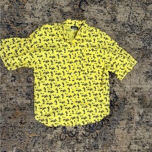Yellow Patterned 80’s 90’s Shoulder Pads Men’s Shirt Retro Vintage Button Shirt